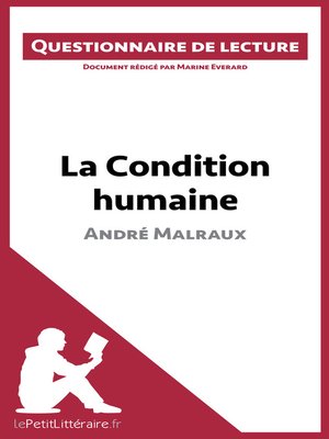 cover image of La Condition humaine d'André Malraux